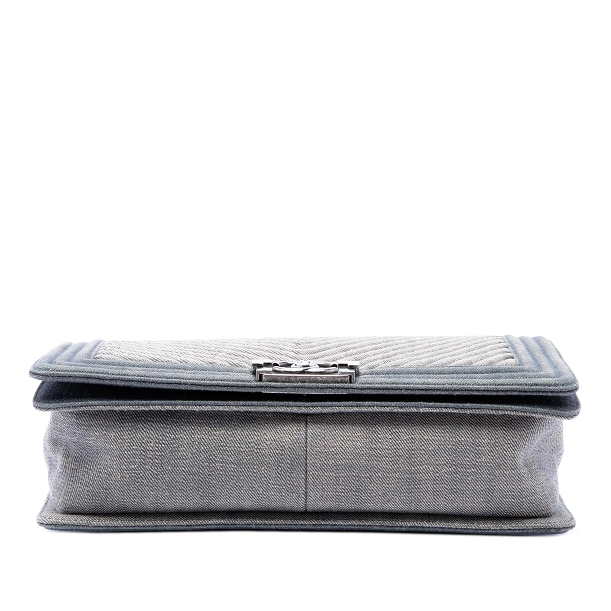 Chanel Old Medium Chevron Denim Boy Flap