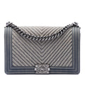 Chanel Old Medium Chevron Denim Boy Flap