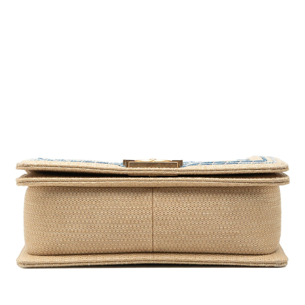 Chanel Old Medium Chevron Raffia Boy Flap