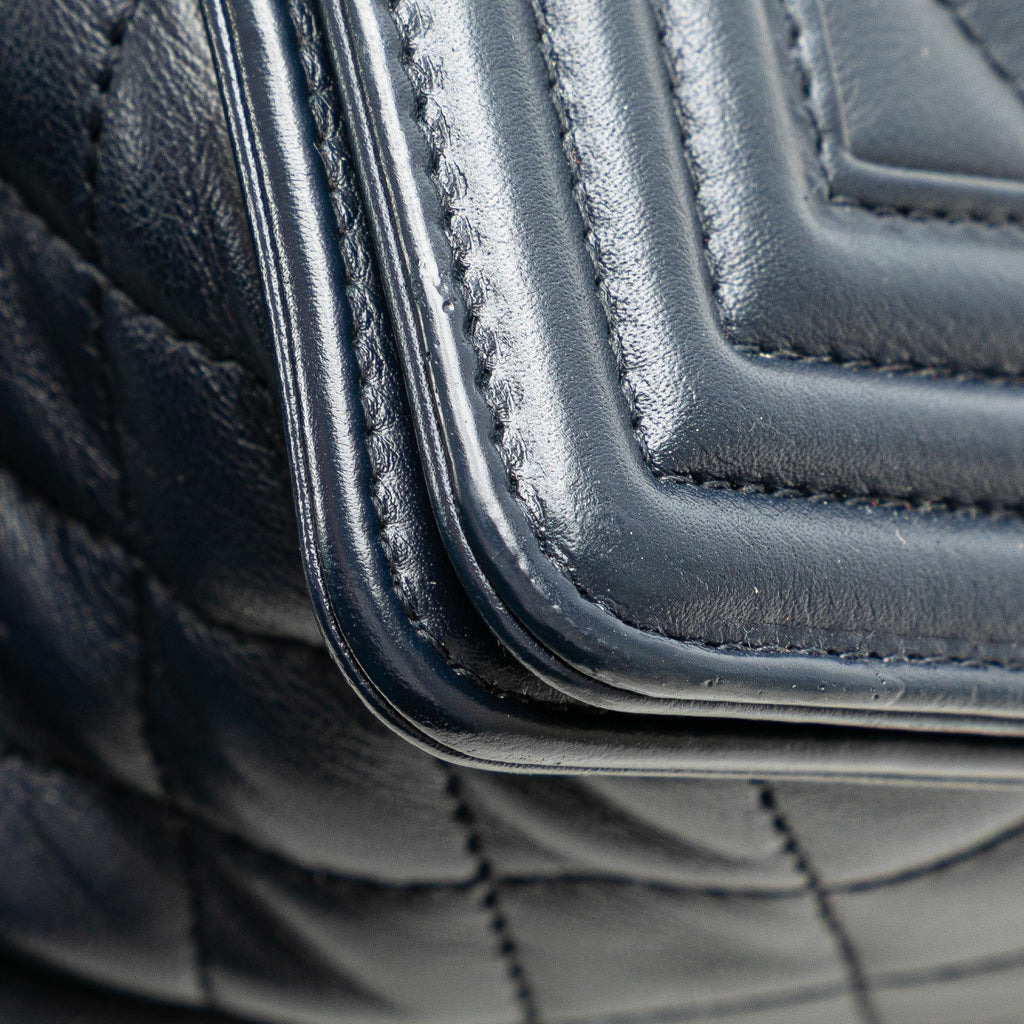 Chanel Old Medium Chevron and Diamond Quilted Lambskin Boy Flap