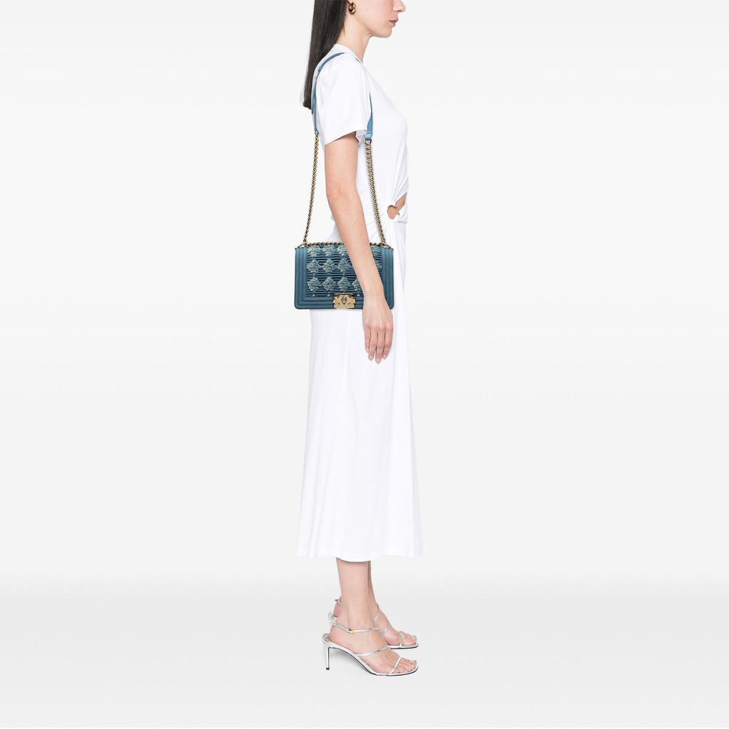 Chanel Old Medium Pleated Denim Boy Flap