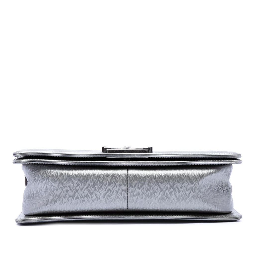 Chanel Old Medium Quilted Metallic Caviar Boy Flap