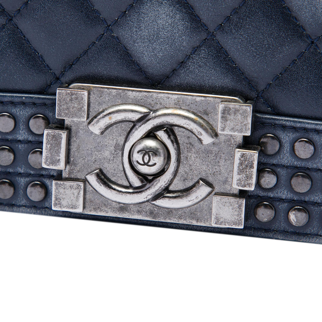 Chanel Paris Dallas Small Quilted Distressed Calfskin Studded Boy Flap