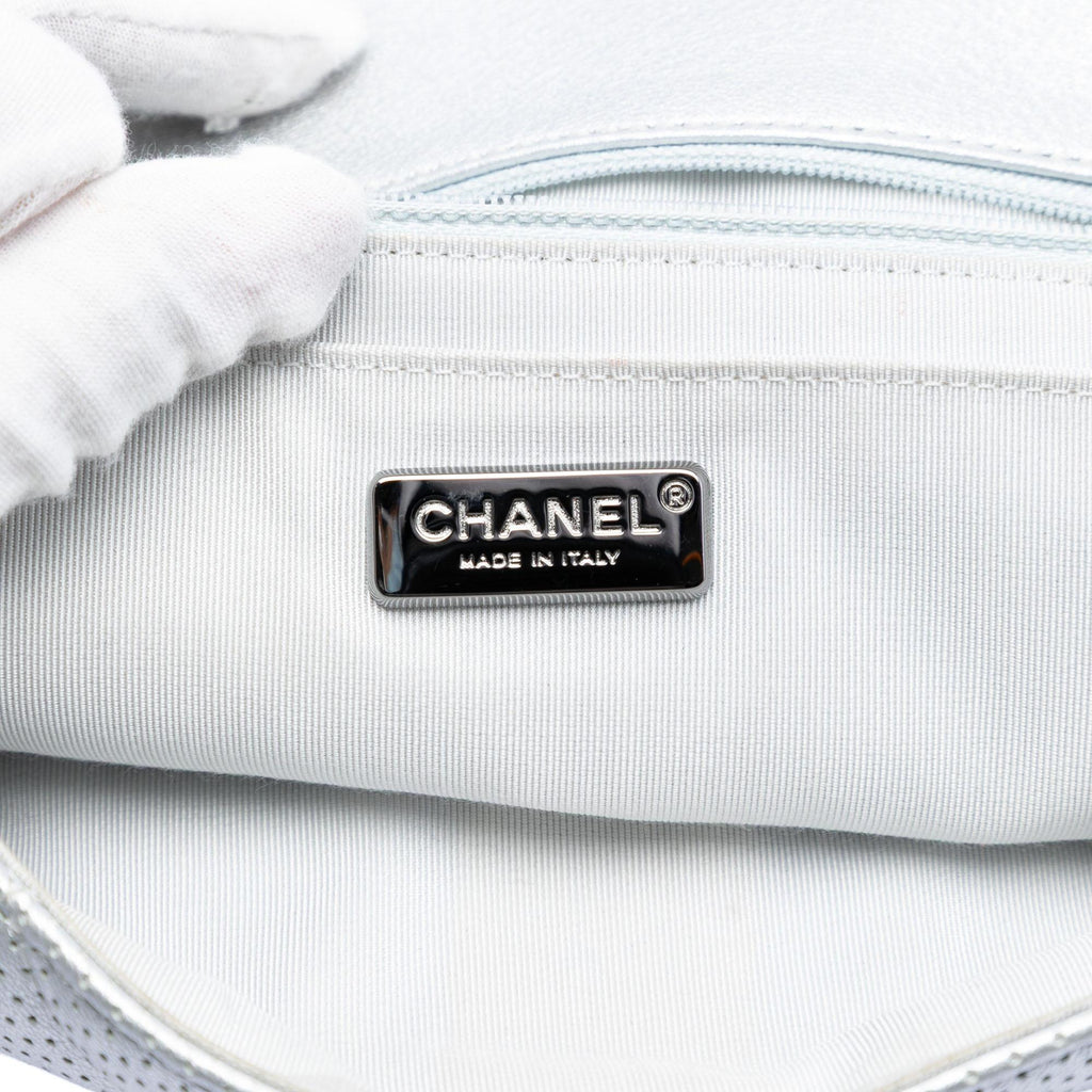 Chanel Paris Dubai Medium Perforated Metallic Lambskin Medals Flap