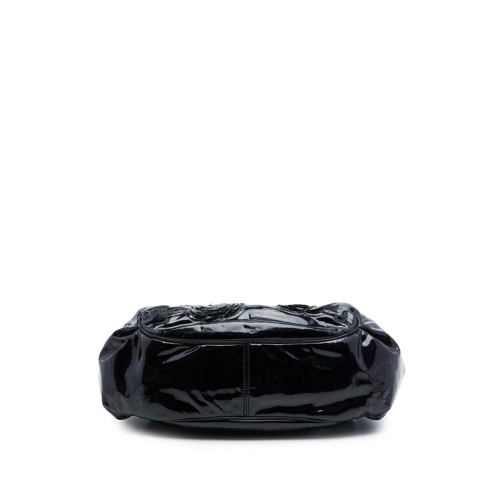 Chanel Patent Accordion Camellia Tote