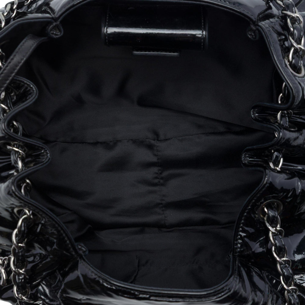 Chanel Patent Accordion Camellia Tote