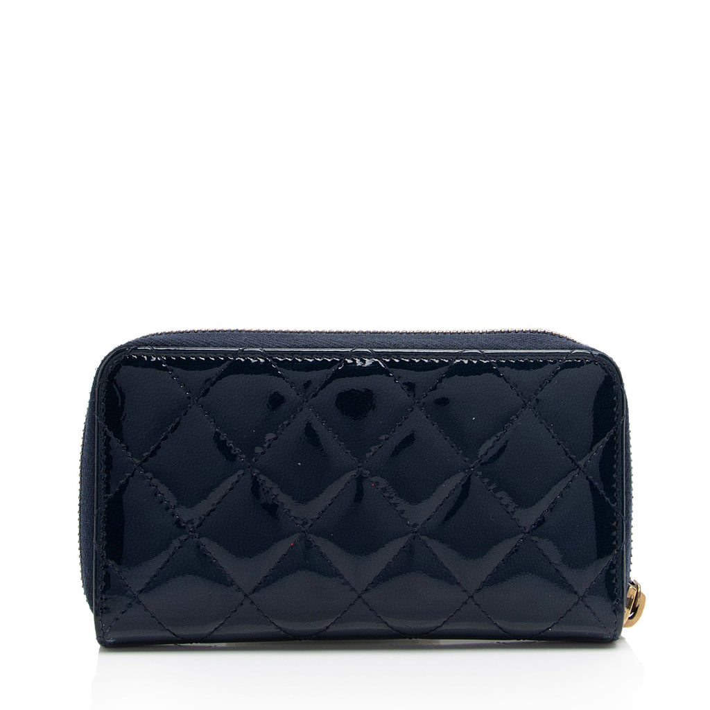 Chanel Patent Leather CC Zip Around Small Wallet (SHF-WiZA9X)