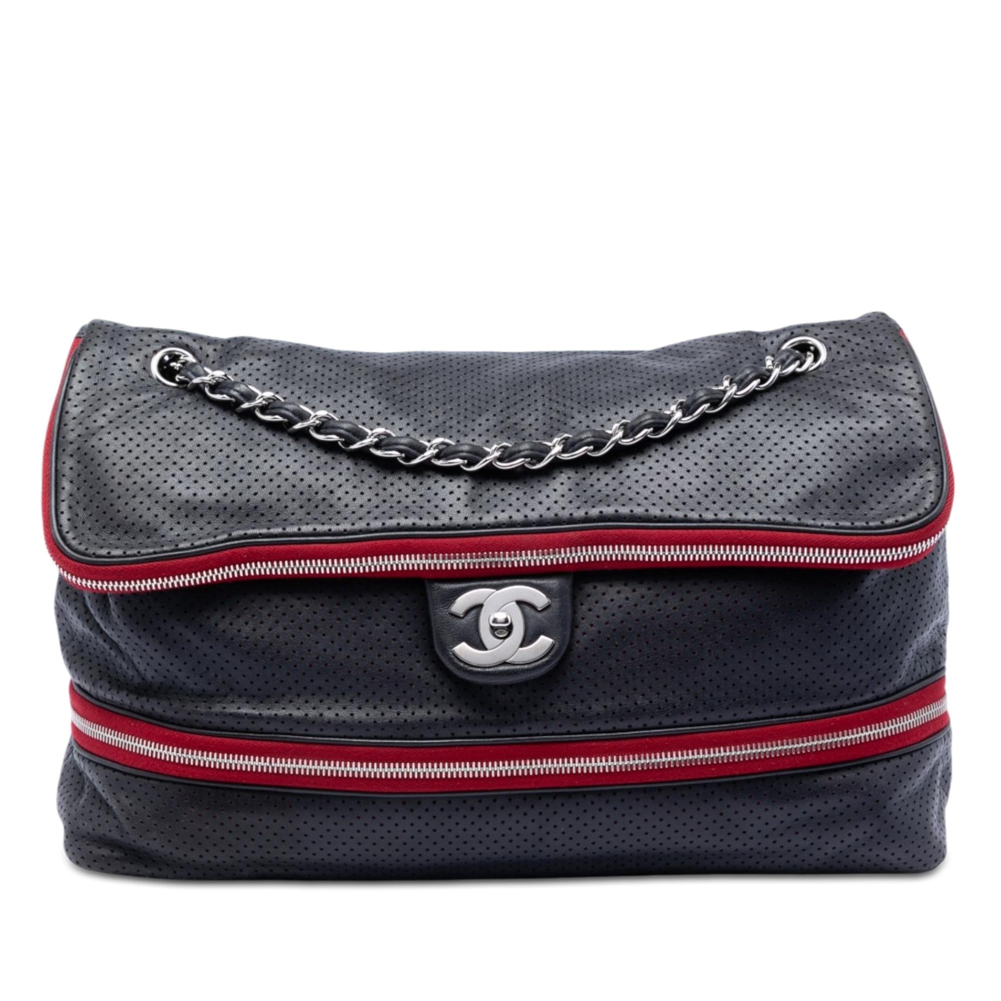 Chanel Perforated Calfskin Expandable Shoulder Bag