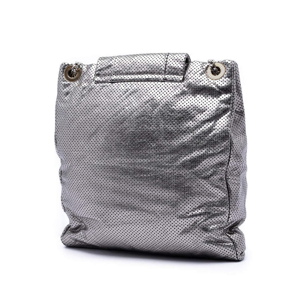 Chanel Perforated Crackled Metallic Calfskin Drill Tote
