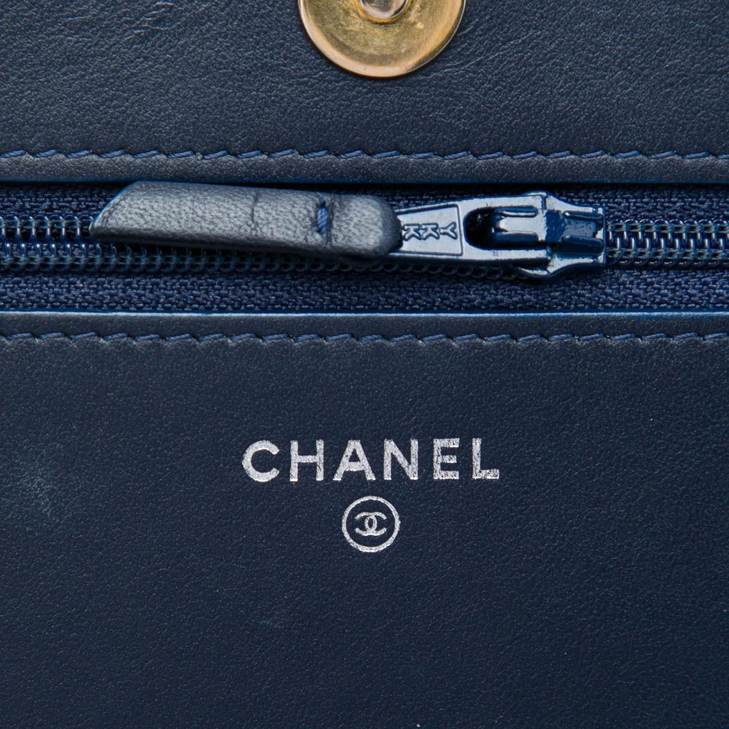 Chanel Printed Denim and Calfskin Gabrielle Wallet On Chain