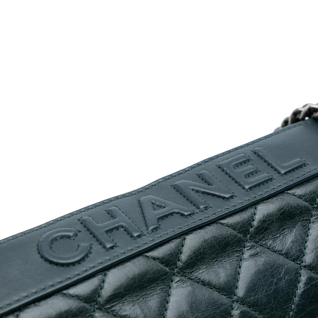 Chanel Quilted Aged Calfskin Logo Accordion Flap
