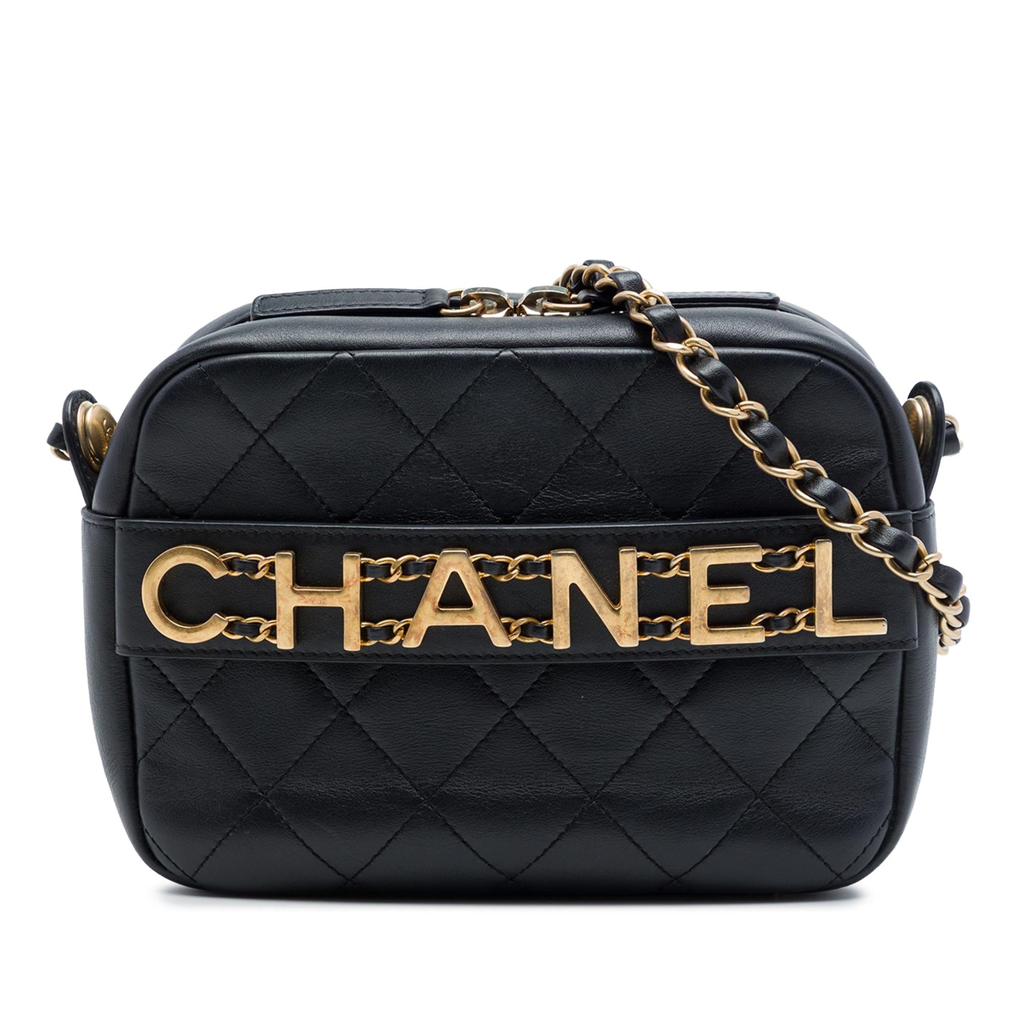 Chanel Quilted Calfskin Logo Enchained Camera Bag