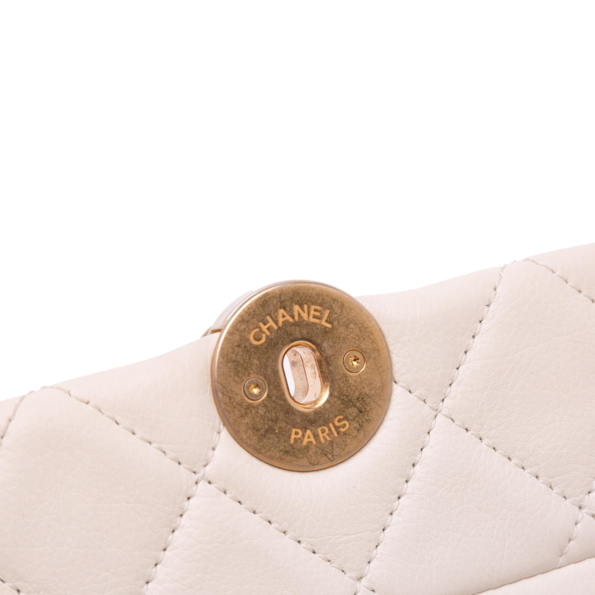 Chanel Quilted Calfskin Pearl CC Accordion Flap