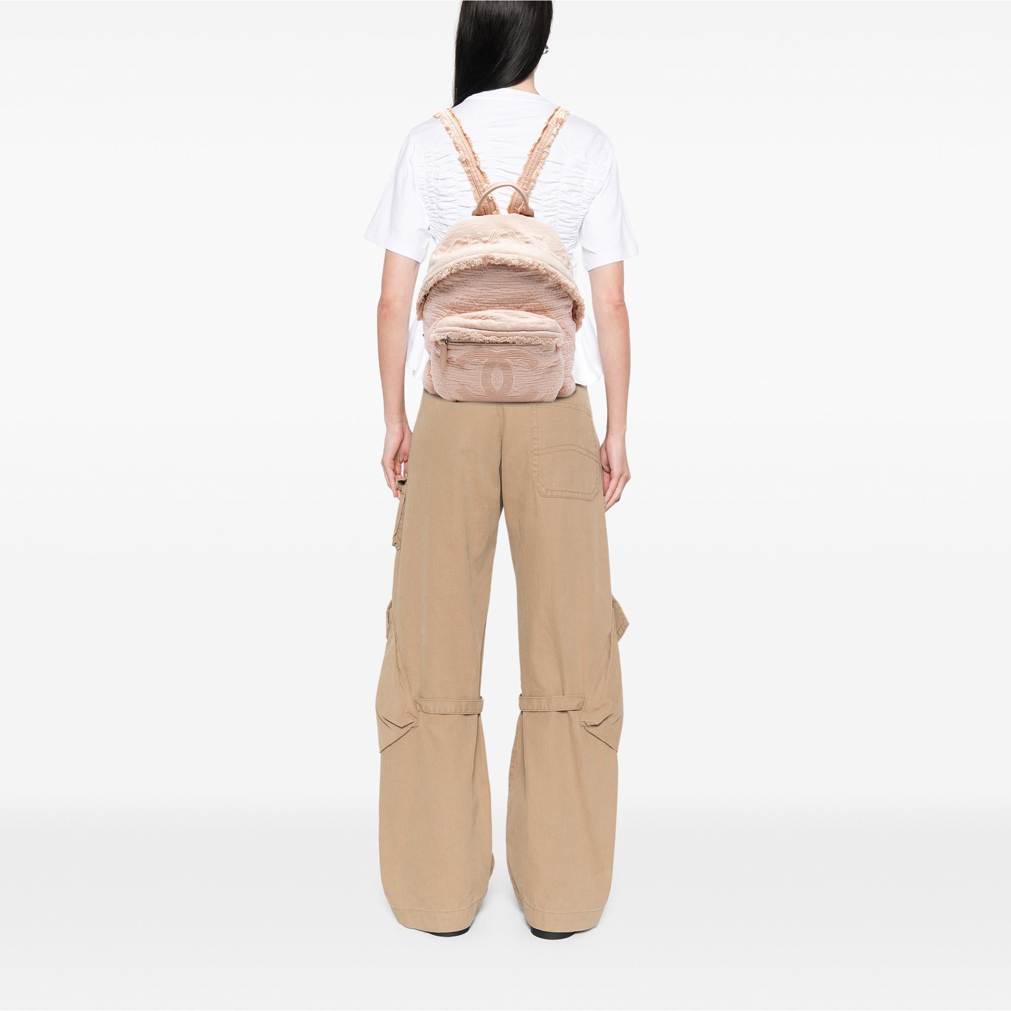 Chanel Quilted Canvas Front Pocket Fringe Backpack