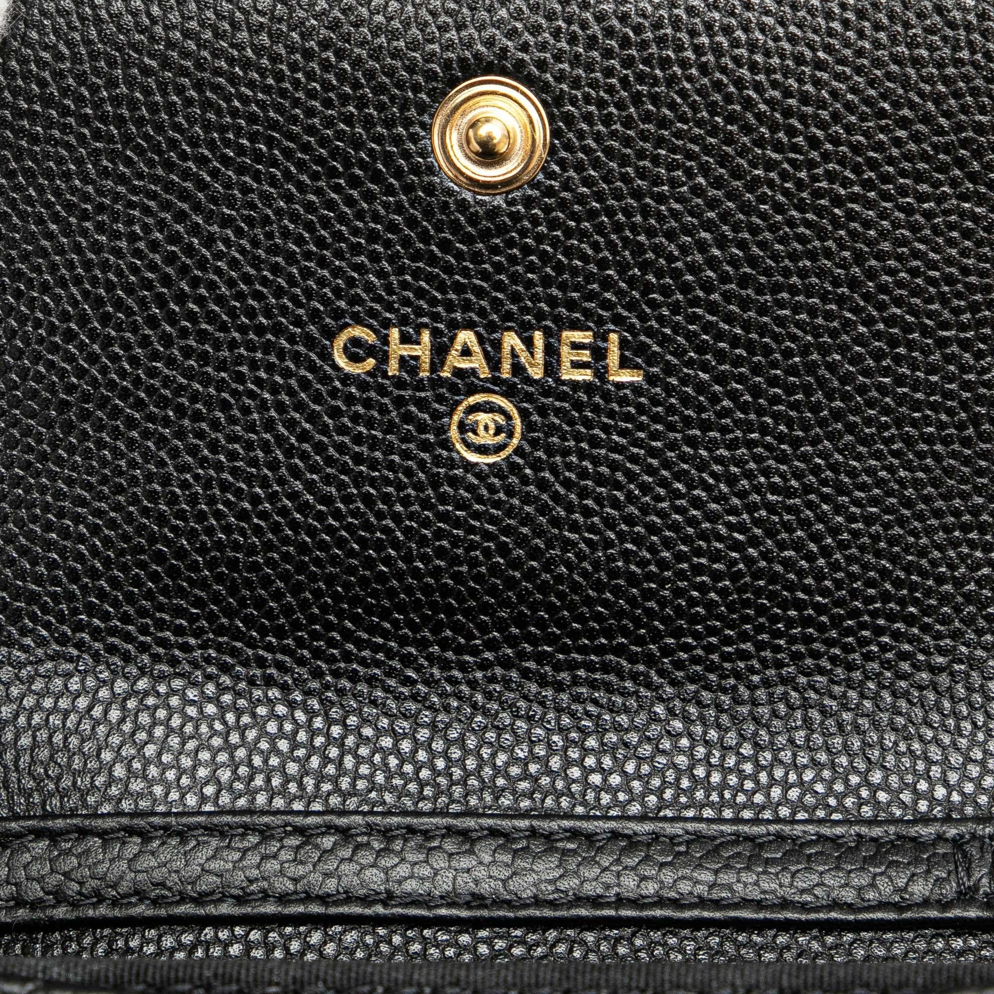 Chanel Quilted Caviar Boy Card Holder with Chain