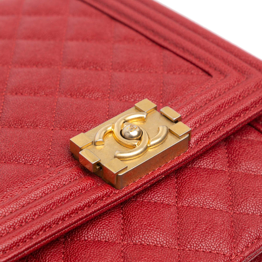 Chanel Quilted Caviar North South Boy Flap