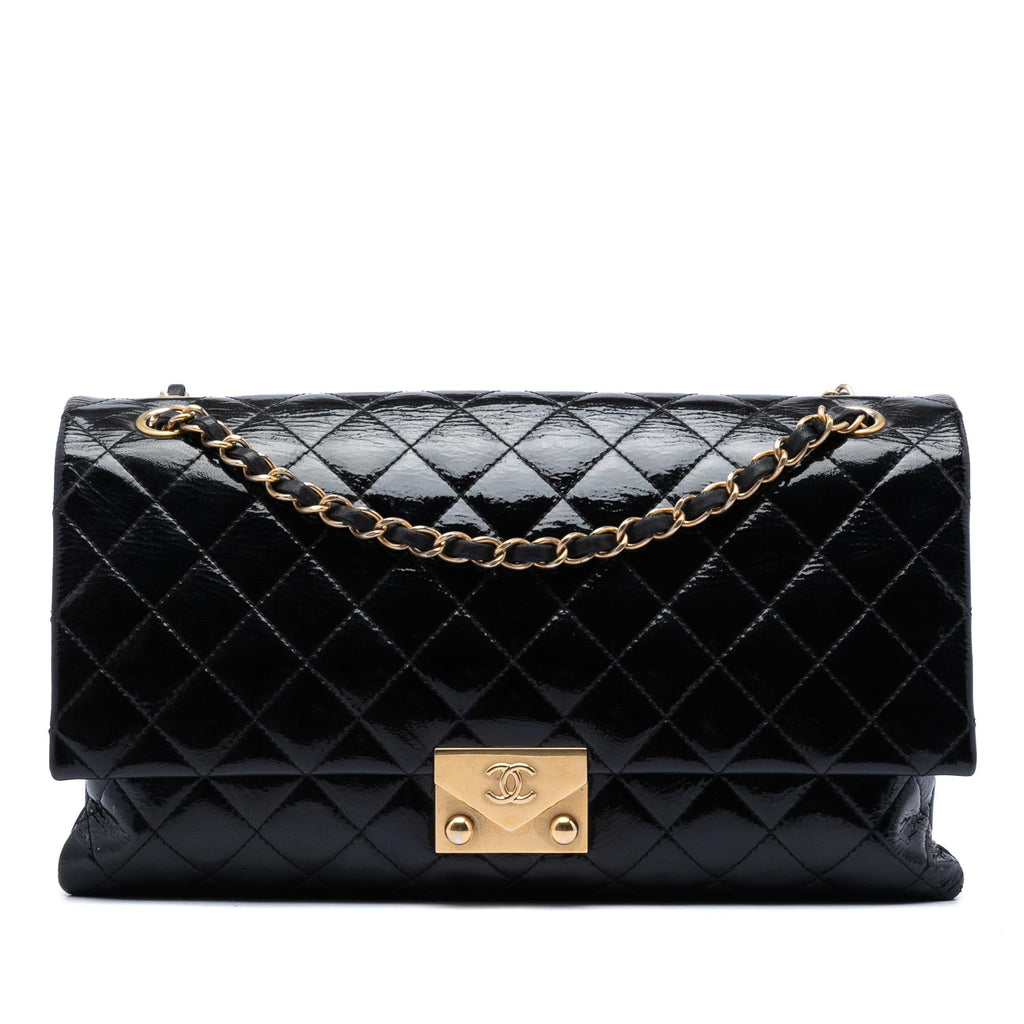 Chanel Quilted Crinkled Patent Pagoda Accordion Flap