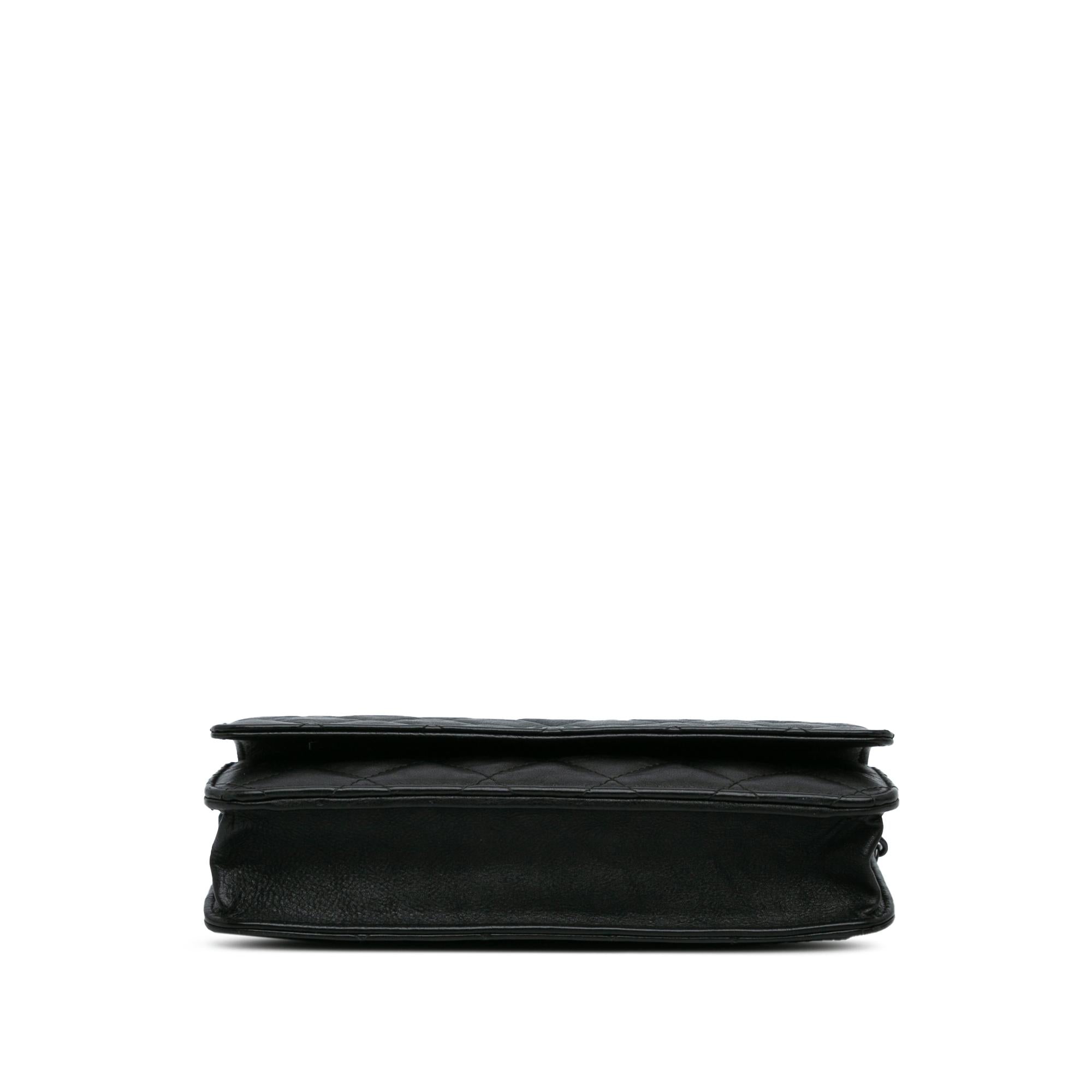 Chanel Quilted Crumpled Calfskin So Black Wallet On Chain (SHG-VI9SVY)