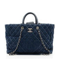 Chanel Quilted Denim Coco Handle Shopping Tote