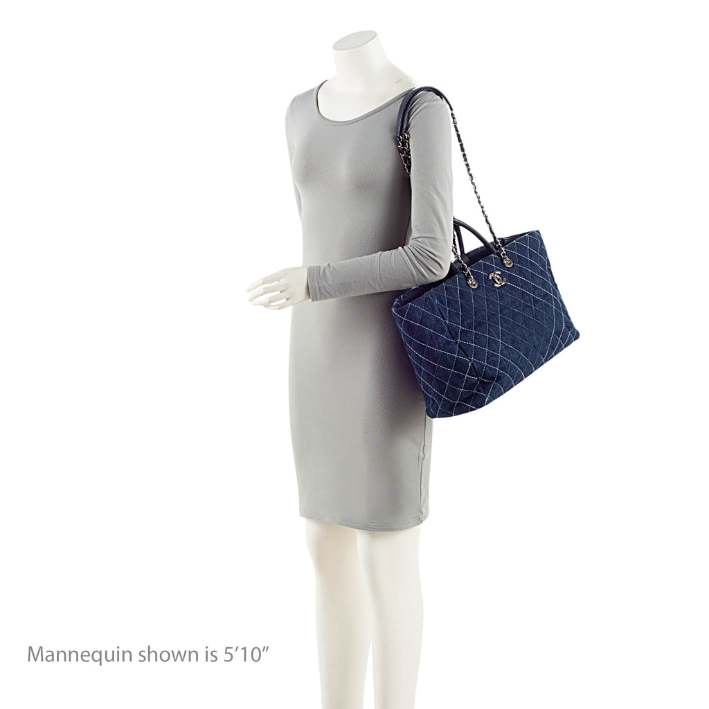 Chanel Quilted Denim Coco Handle Shopping Tote