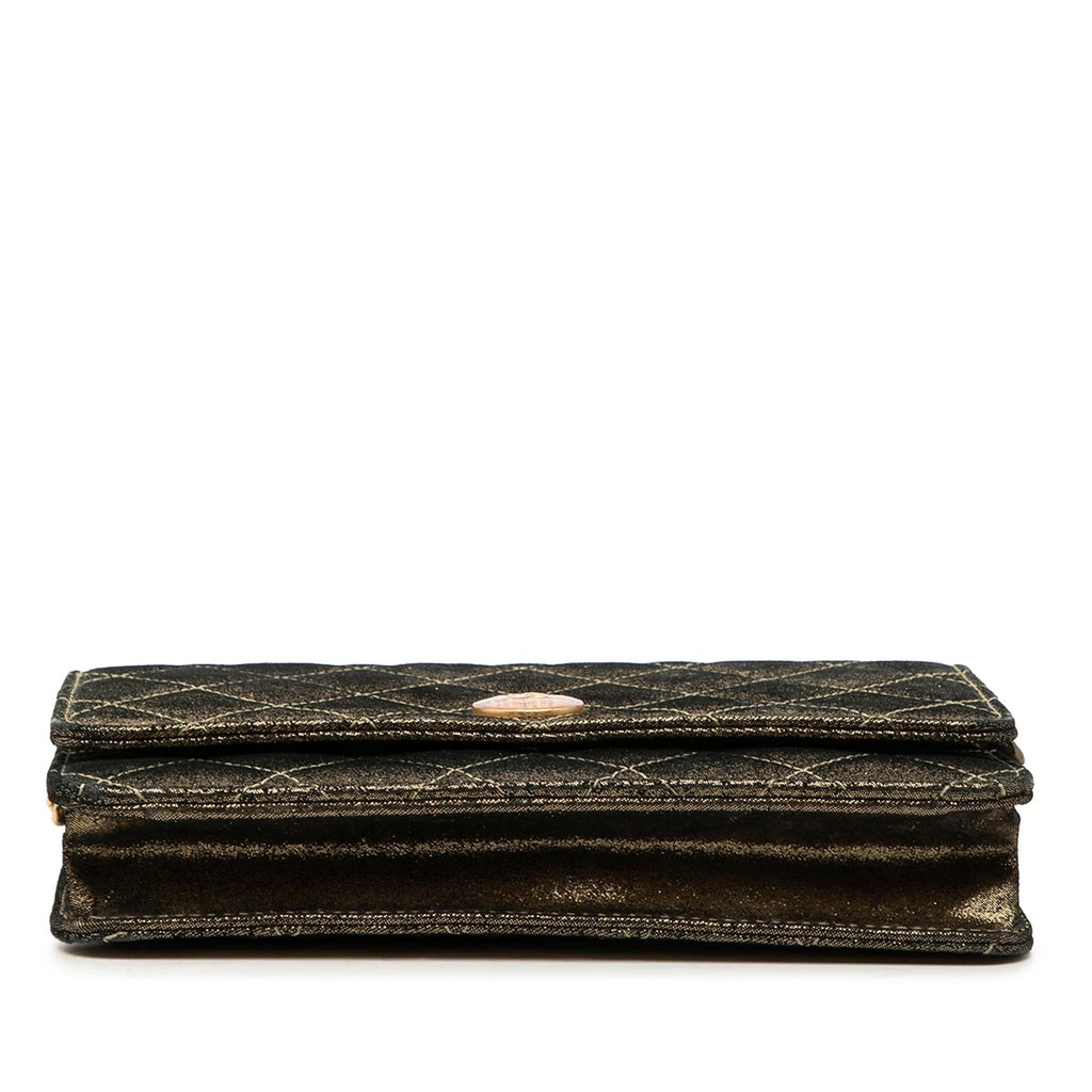 Chanel Quilted Iridescent Lambskin Tartan Button Wallet On Chain