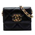 Chanel Quilted Lambskin 19 Flap Coin Purse With Chain