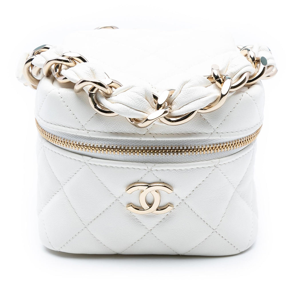 Chanel Quilted Lambskin Cube Chain Wristlet Case