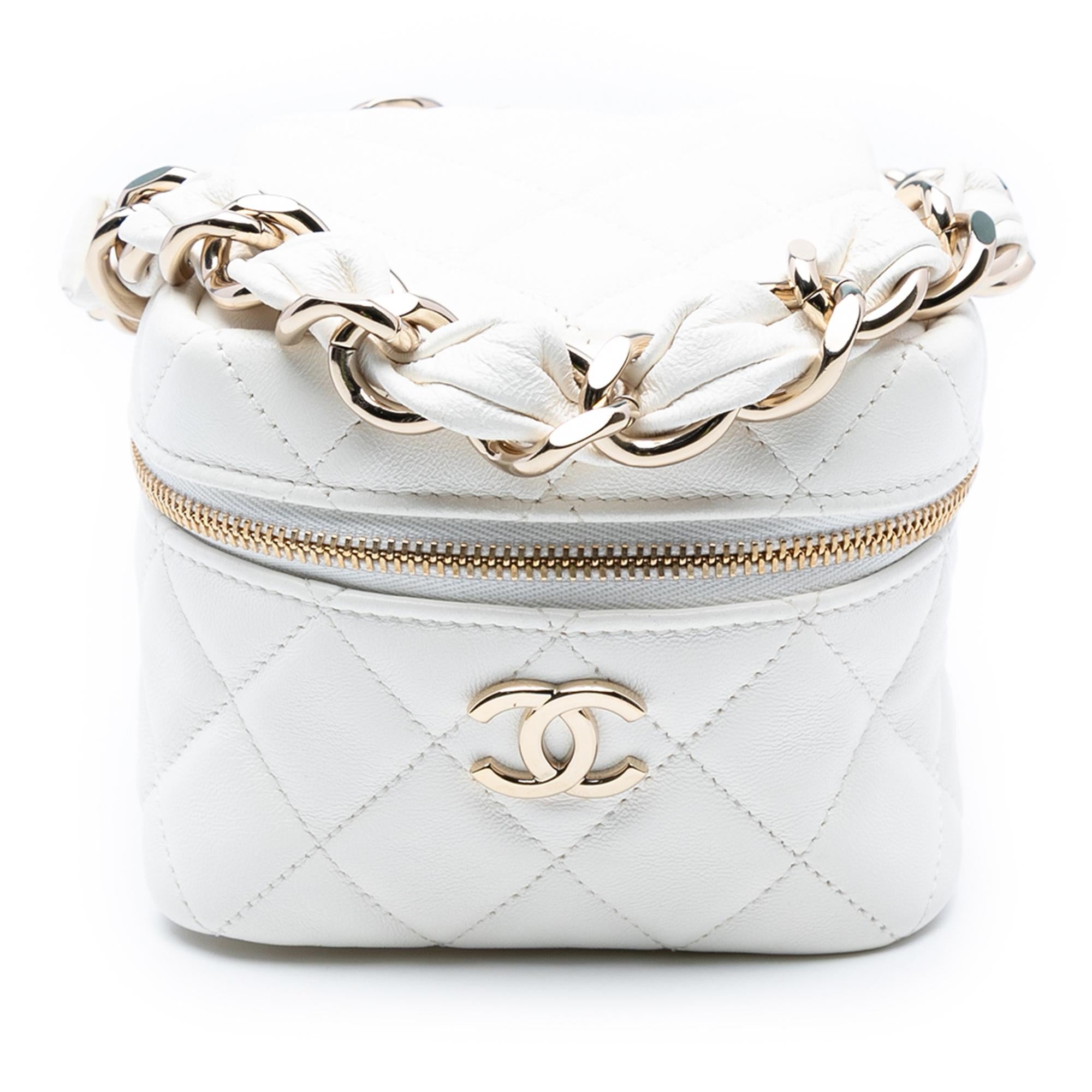 Chanel Quilted Lambskin Cube Chain Wristlet Case