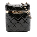Chanel Quilted Patent Logo Chain Vanity Case