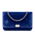 Chanel Quilted Velvet Boy Wallet On Chain