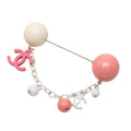 Chanel Silver Plated Resin CC Charm Pin Brooch