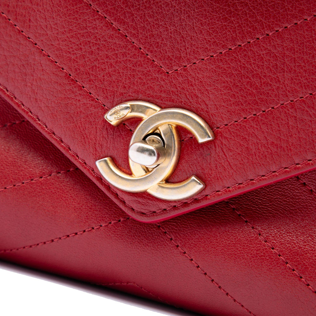 Chanel Small CC Chevron Calfskin Envelope Flap
