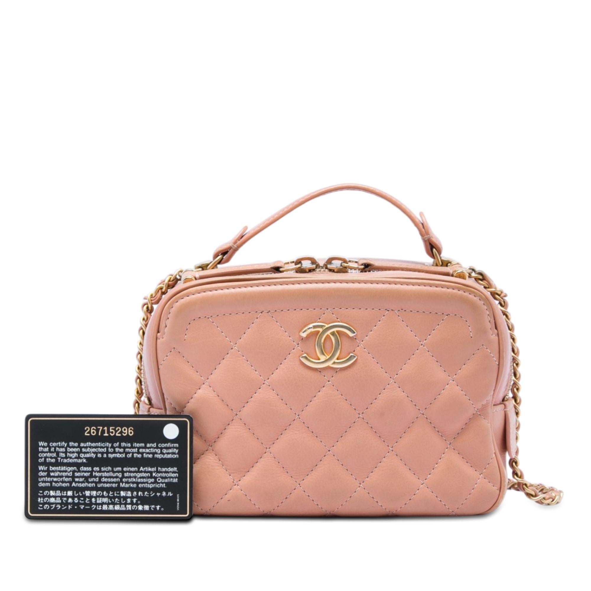 Chanel Small CC Quilted Calfskin Top Handle Vanity Case with Chain