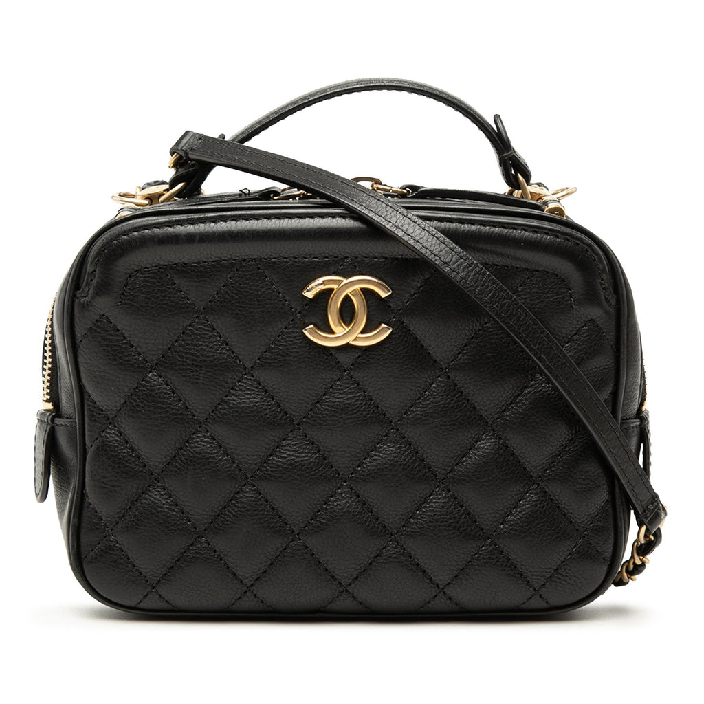 Chanel Small CC Quilted Lambskin Top Handle Vanity Case with Chain