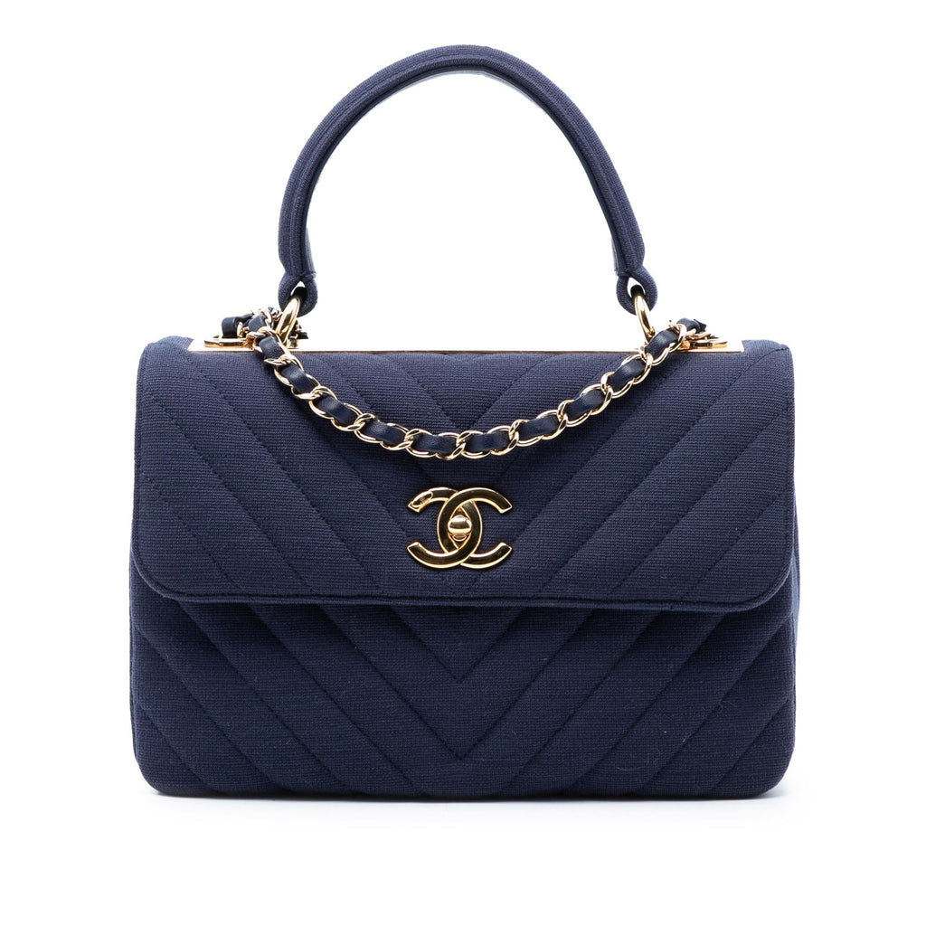 Chanel Small Chevron Jersey Trendy CC Top Handle Flap