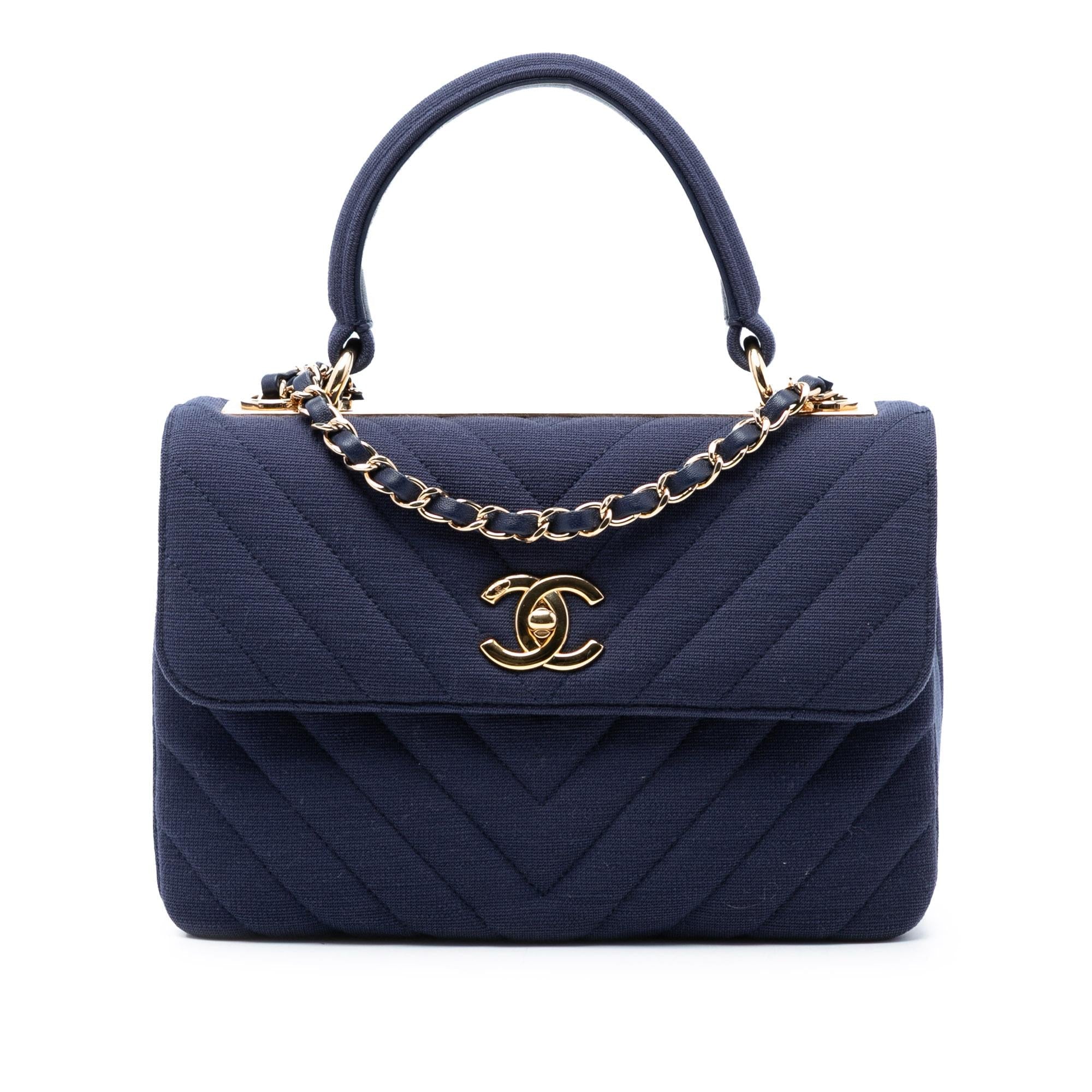 Chanel Small Chevron Jersey Trendy CC Top Handle Flap