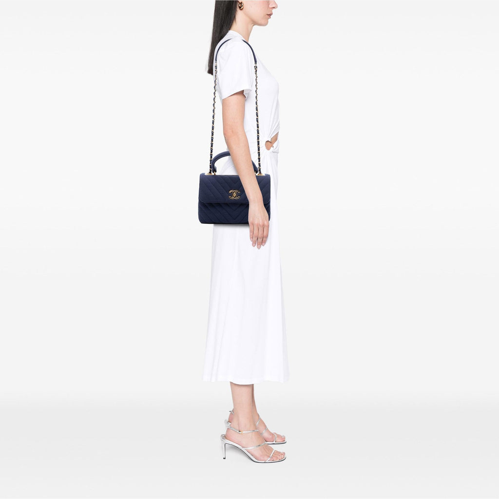 Chanel Small Chevron Jersey Trendy CC Top Handle Flap