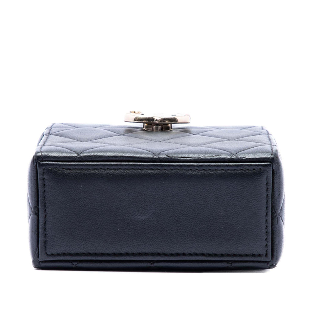 Chanel Small Quilted Lambskin Box With Chain