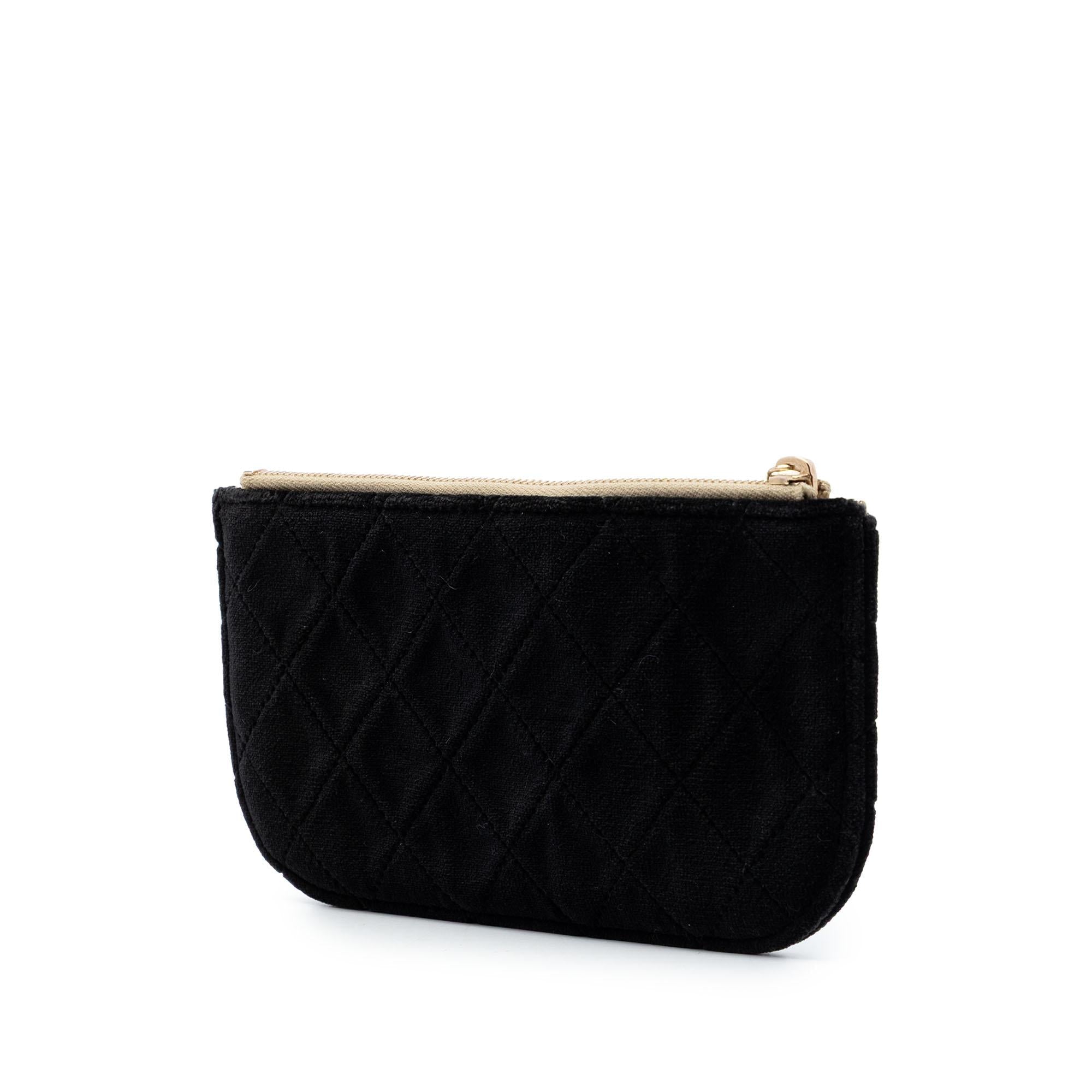 Chanel Small Quilted Velvet Medallion Zip Pouch
