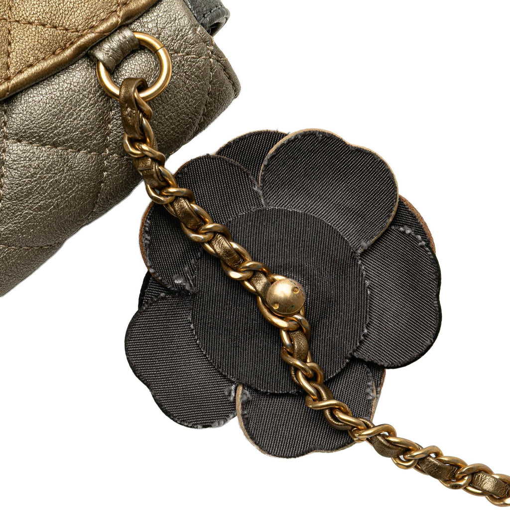 Chanel Small Tricolor Quilted Lambskin Camellia Flower Flap