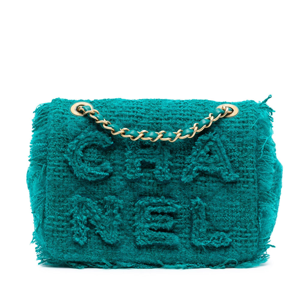 Chanel Small Wool Tweed Giant Logo Flap