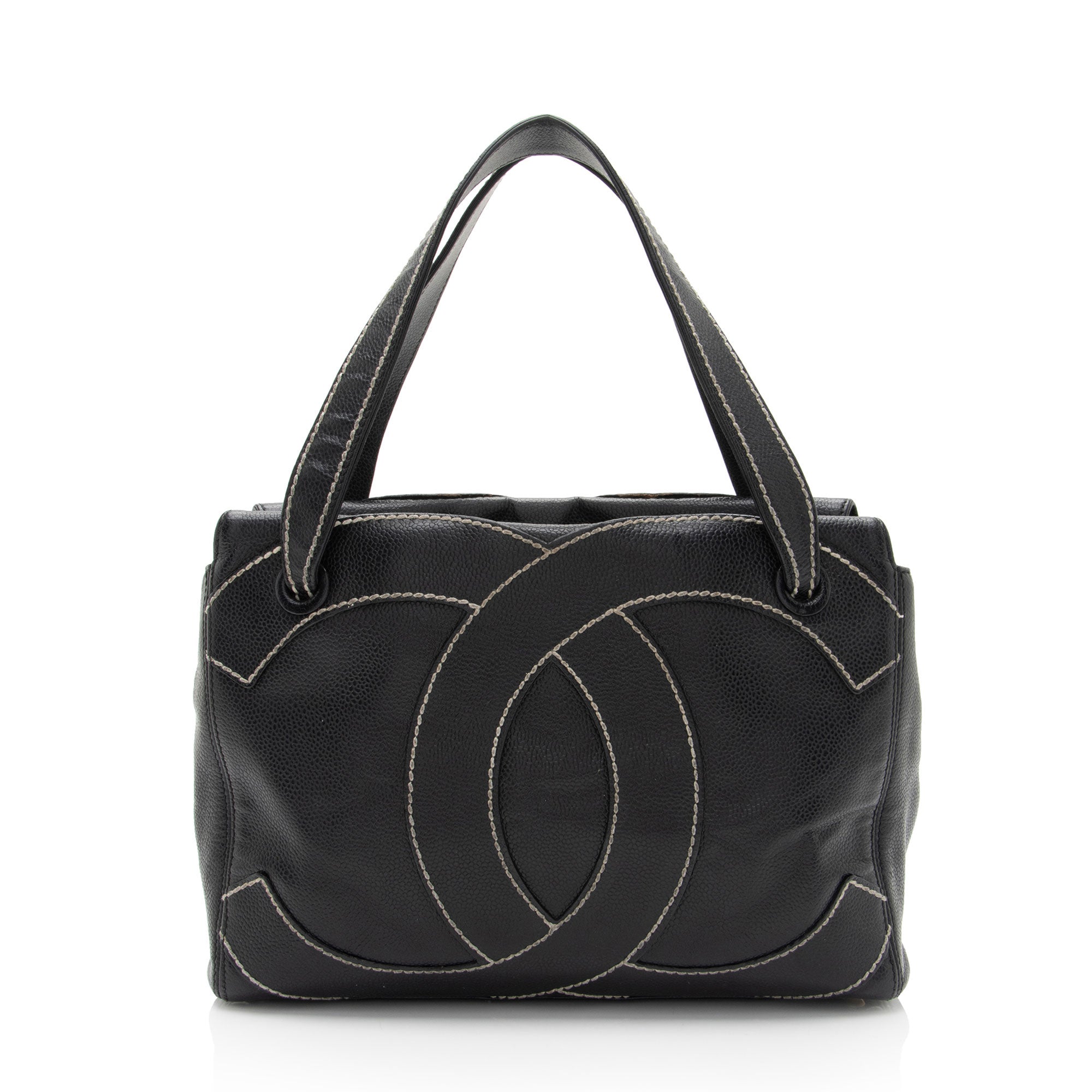 Chanel Vintage Caviar Leather Stitched CC Small Tote (SHF-nw4J2s)