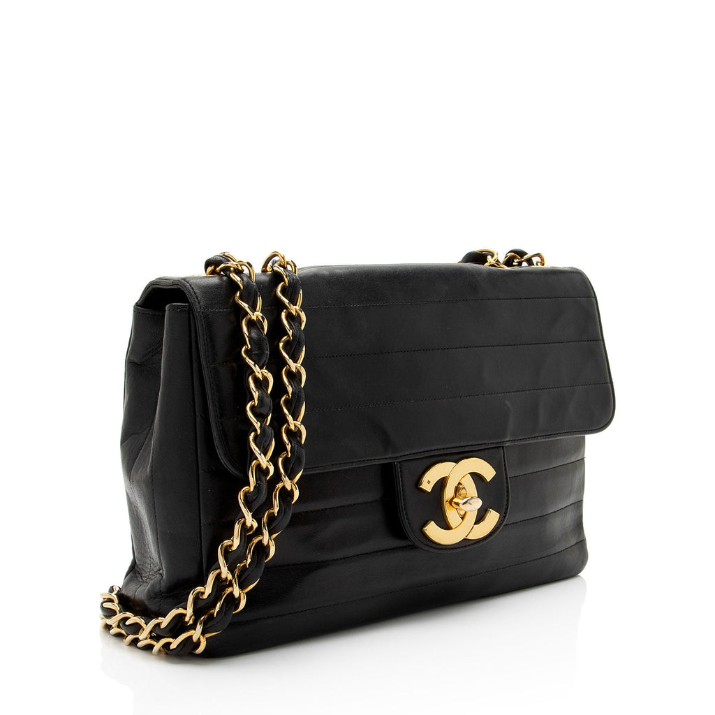 Chanel Vintage Horizontal Quilted Lambskin XL Jumbo Single Flap Bag