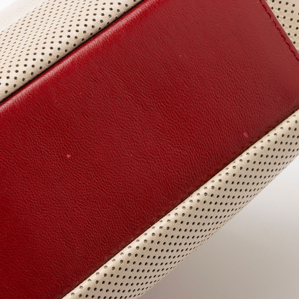 Chanel Vintage Perforated Leather Kiss Lock Shoulder Bag