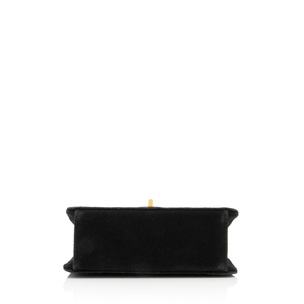 Chanel Vintage Quilted Suede Mademoiselle Bijoux Chain Mini Flap Bag (SHF-23077)