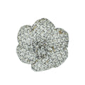 Chanel Tricolor CC Tweed Camellia Flower Brooch Large