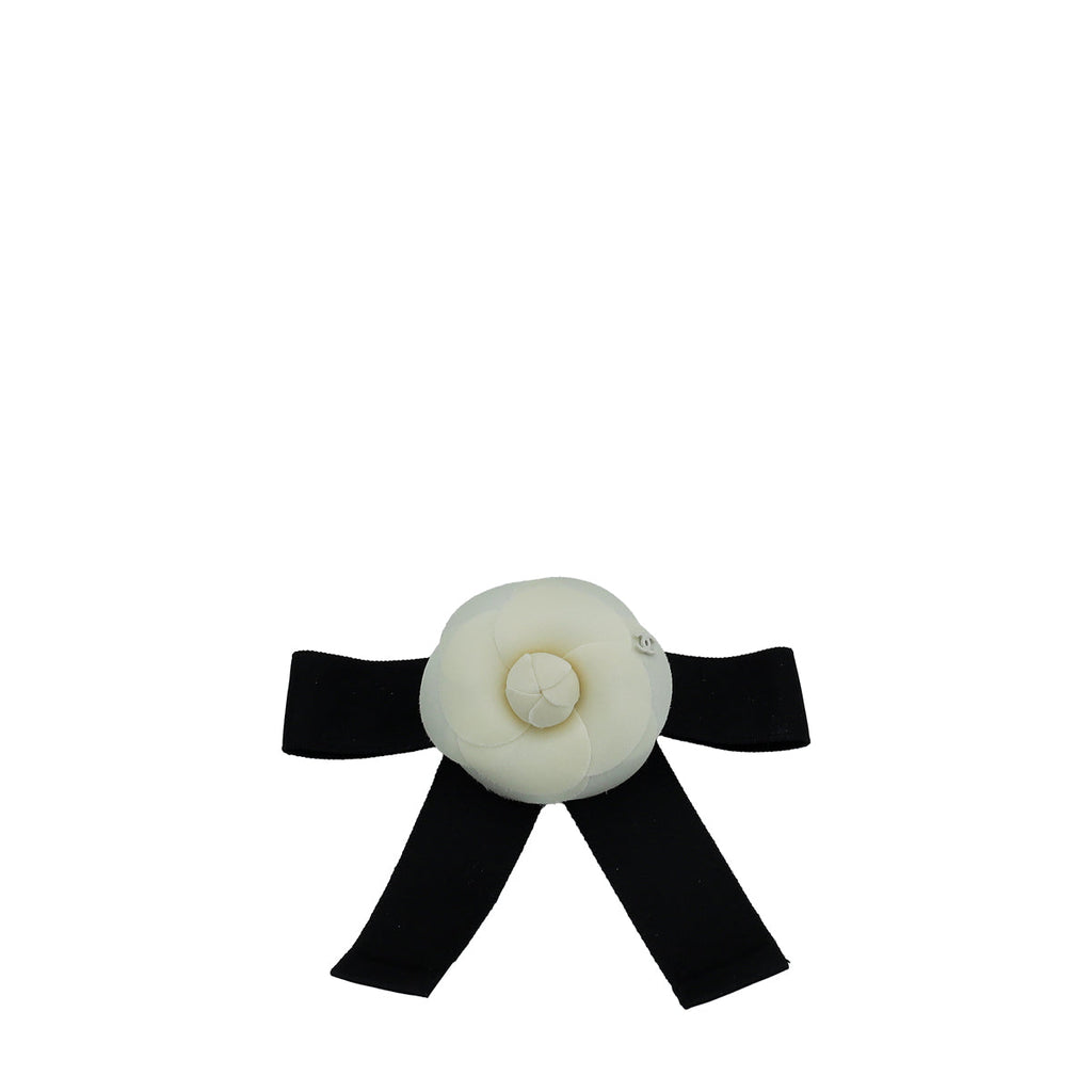 Chanel Bicolor CC Camellia Flower Bow Hair Clip