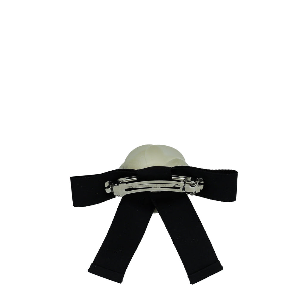 Chanel Bicolor CC Camellia Flower Bow Hair Clip