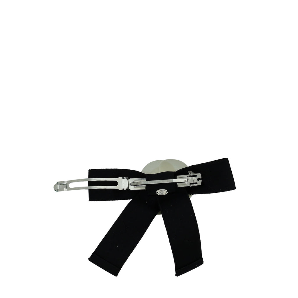 Chanel Bicolor CC Camellia Flower Bow Hair Clip