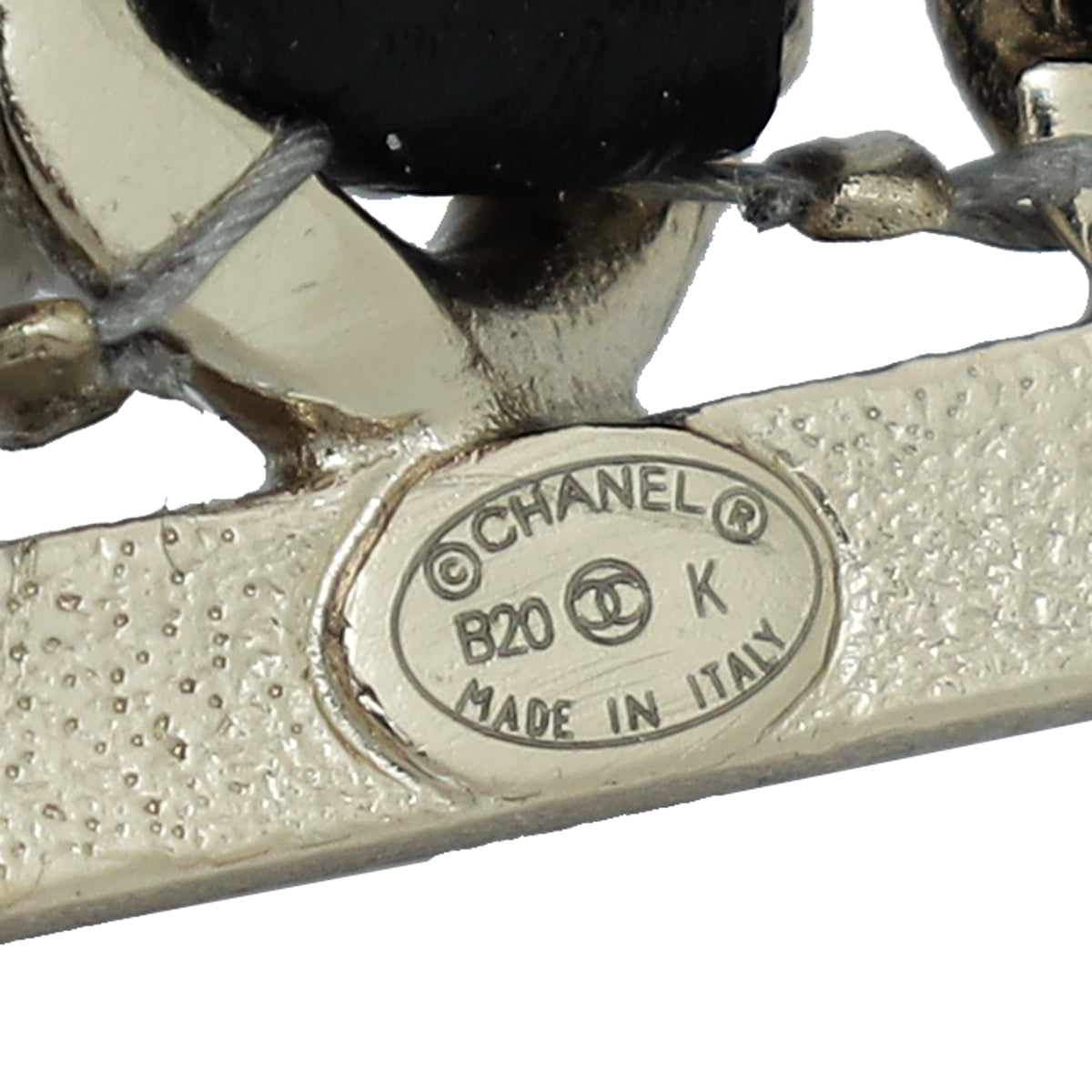 Chanel Black CC Braided Pearl Chain Hair Clip